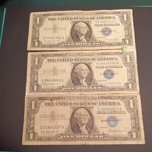 1957 Blue Seal Silver Certificates-3 notes
